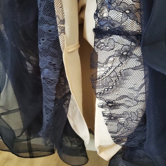 Xscape Women's Lace Mesh One-Shoulder Gown Blue Prom Mother of the Bride 8 - Picture 13 of 16